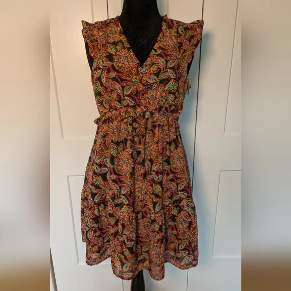 J.Crew Women's Dress Ruffle V-neck mini dress Multicolor, size 8 - Picture 3 of 12